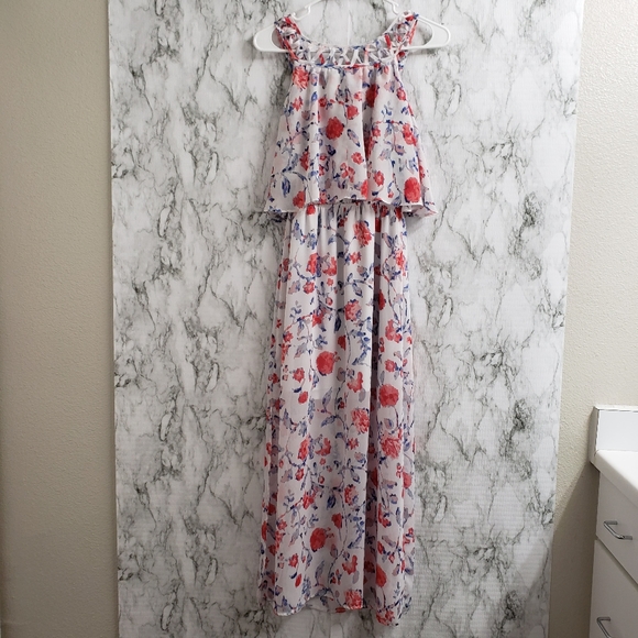 Want & Need Floral Lattice Popover Maxi Dress XS - Picture 9 of 14